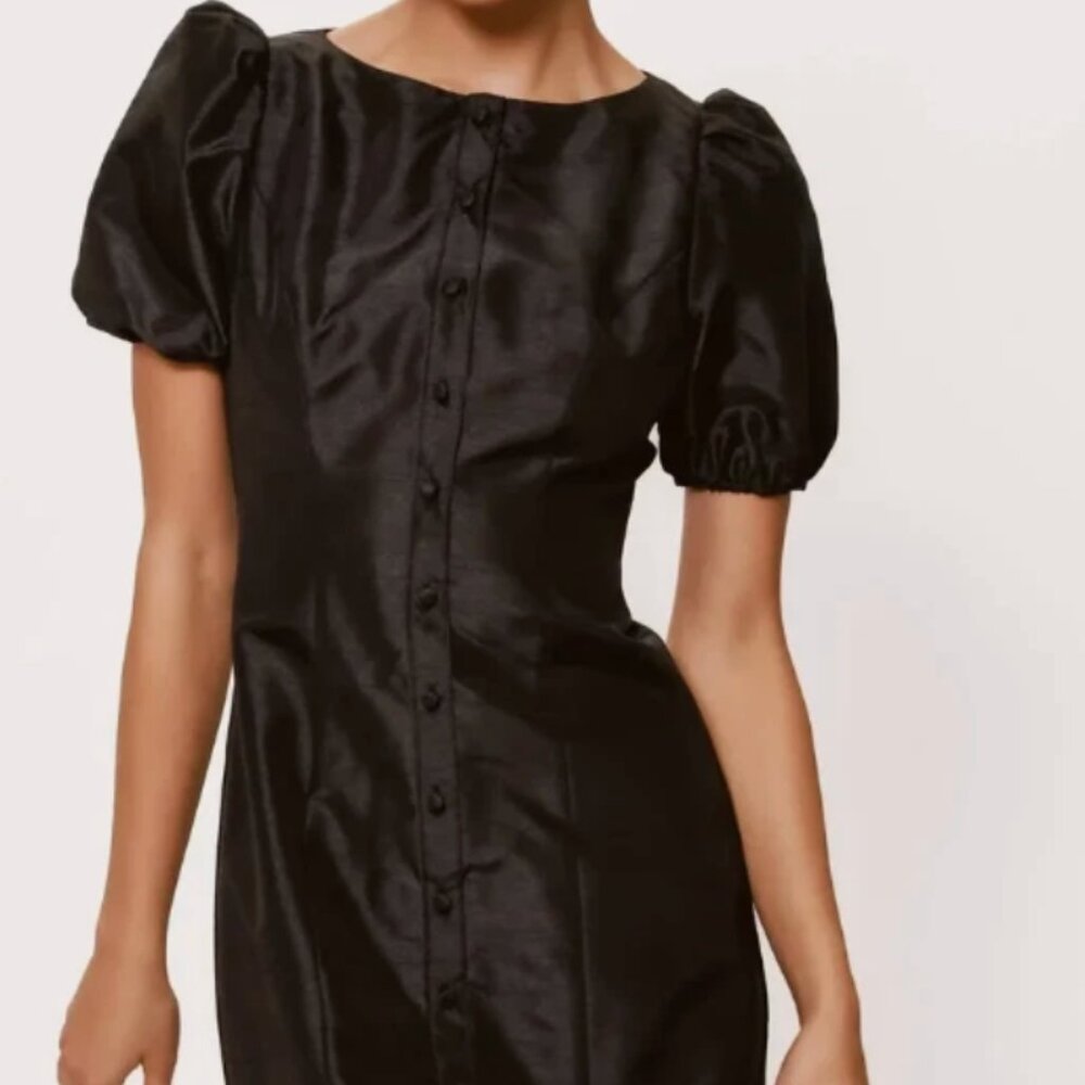 NWT Hutch Cove High Neck Puff Sleeve Mini Dress Size S Black